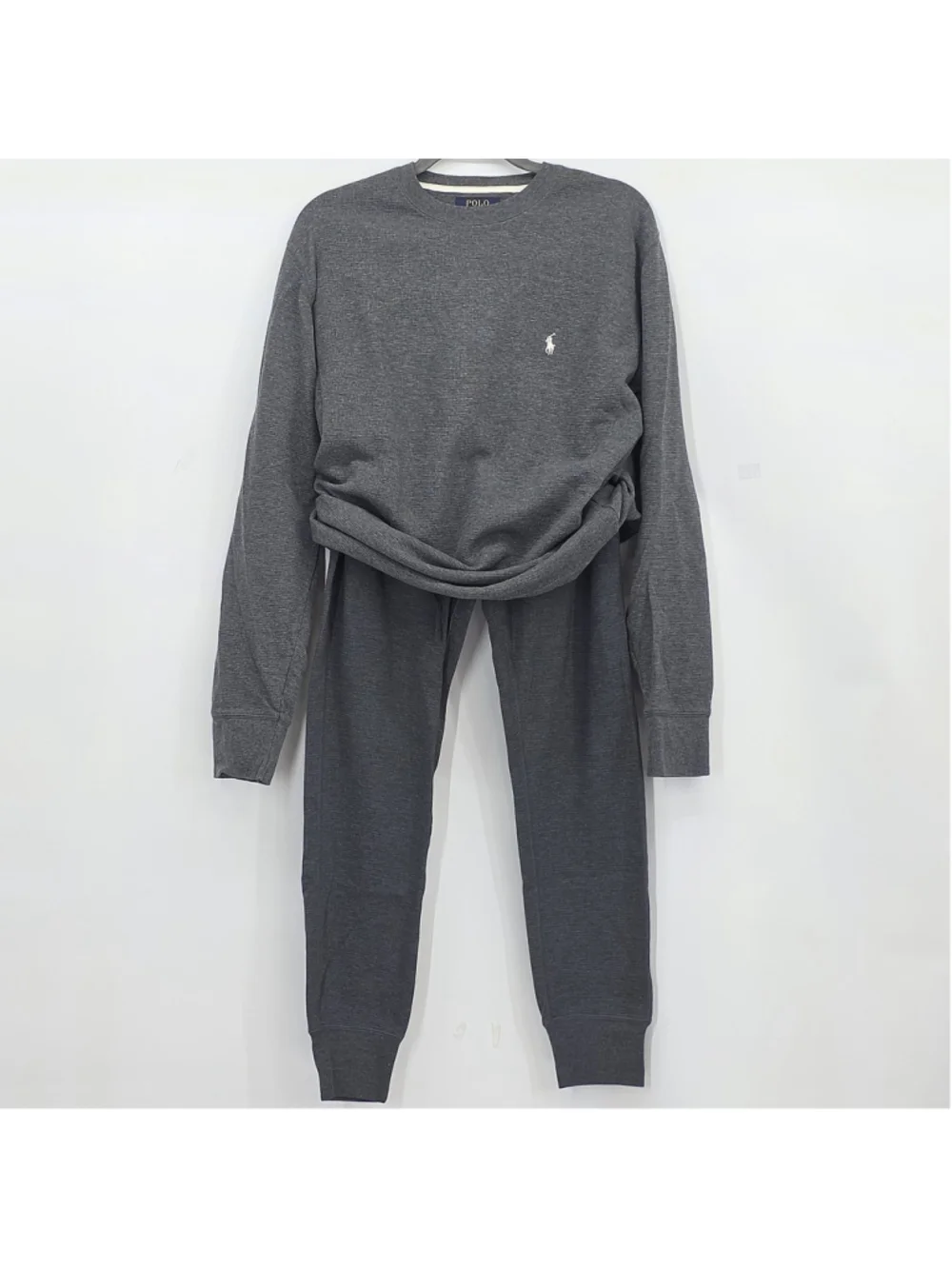 Polo Ralph Lauren Waffle Knit Lounge Set Mens M Gray Cotton Thermal Pajama...